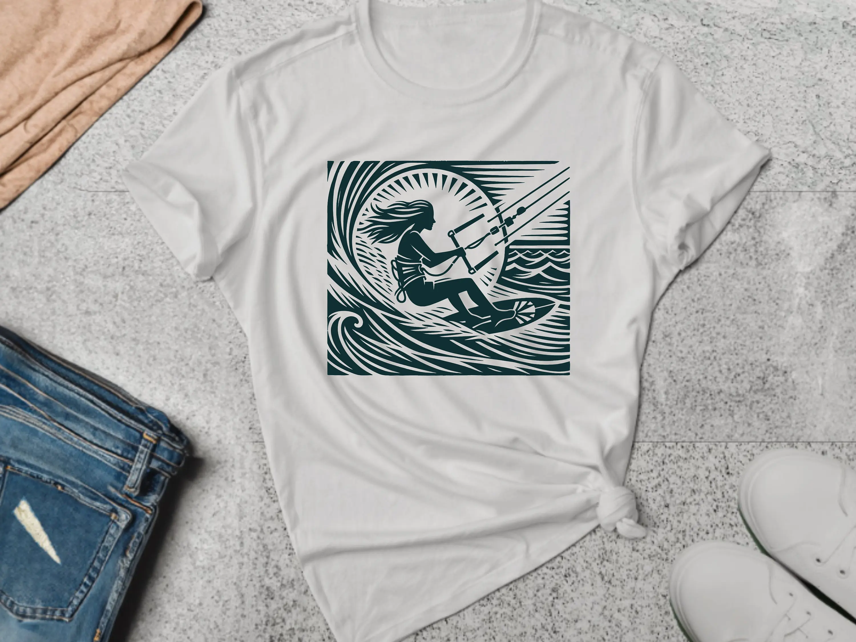 Kitesurf T Shirt Kitesurfer Ocean Kiteboard Kiteboarding Water Sports Women