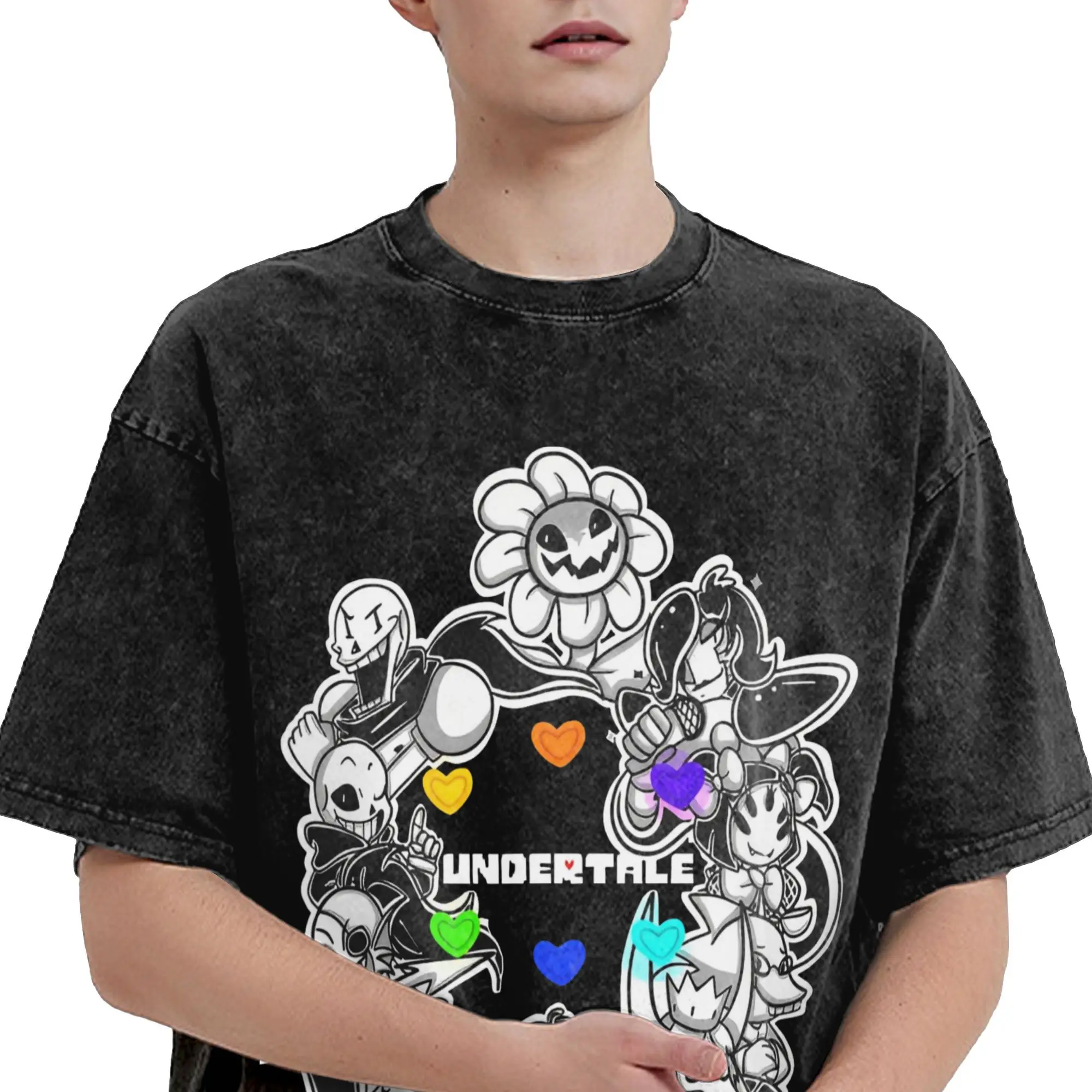 مضحك Undertale لعبة فيديو تي شيرت للرجال س الرقبة القطن الخالص غسلها تي شيرت قصيرة الأكمام تيز هدية فكرة القمم