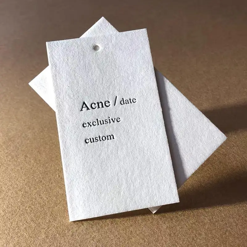 Luxury Embossed Logo Hang Tags Custom Brand Price Labels for High-end Clothing Bags Shoes Wholesale
