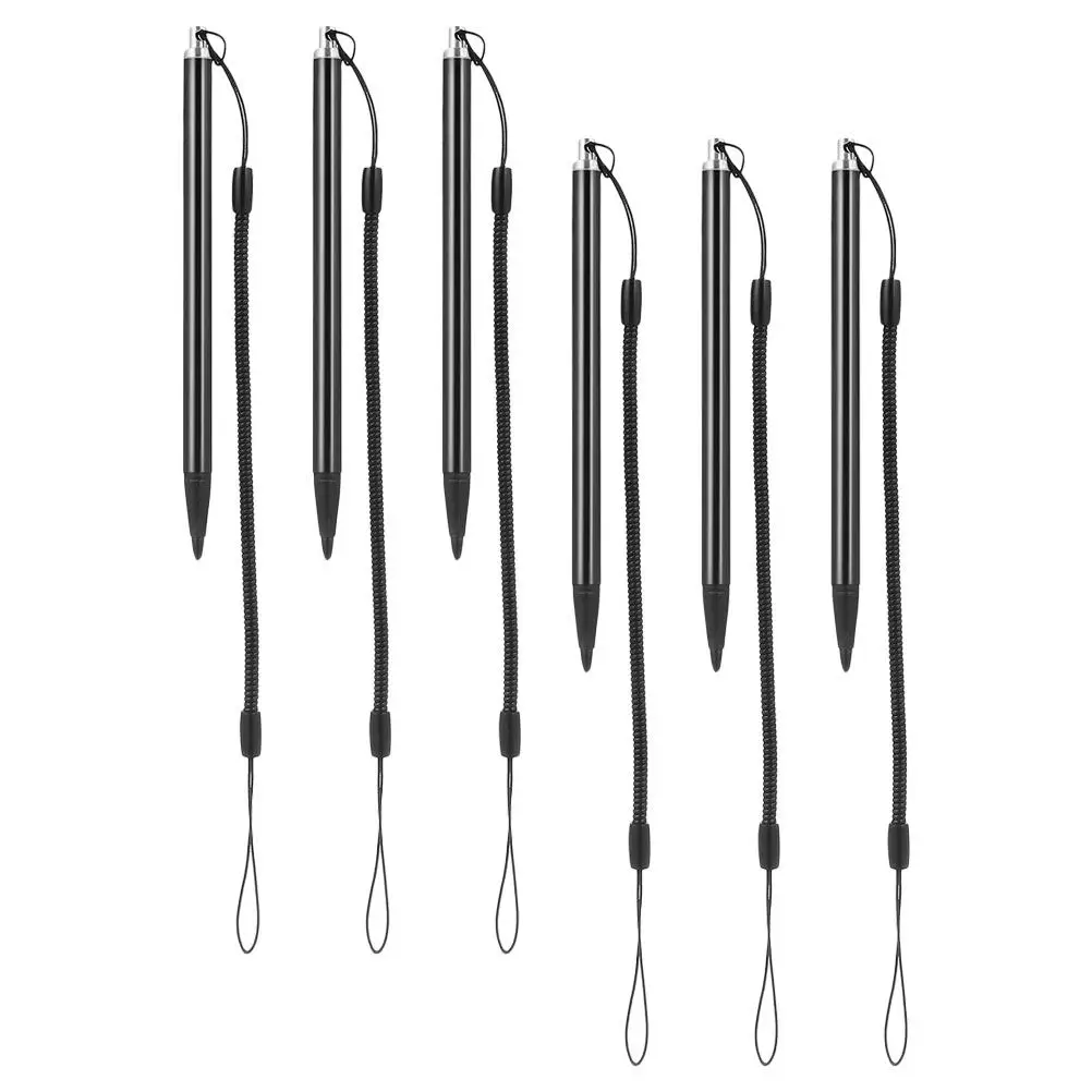 6Pcs Resistive Stylus Pen Metal Body with Tether Lanyard for Touch Screen Devices Tablet Laptop Precision Drawing Tool Stylus