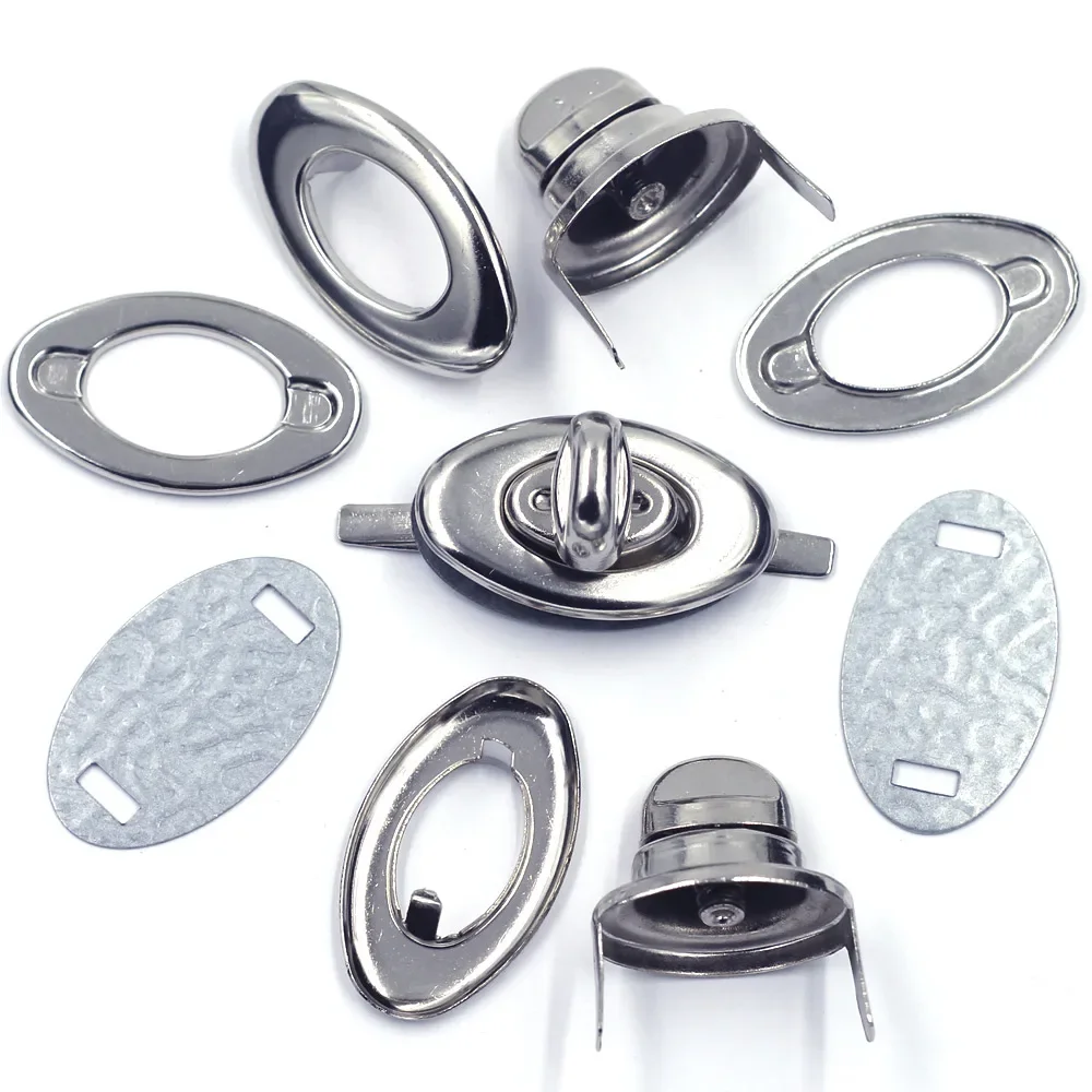 5 Sets Kiss Clasps Turn Locks Closure Twist Silver Tone Alloy For Purse Shoulder Luggage Bag Hardware DIY Accessories 35mm