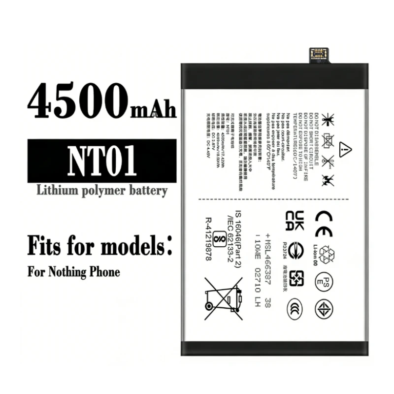 NT01 Replacement Battery 4500mAh 3.87V Lithium Polymer High‑Capacity for Nothing Phone 1 One Mobile Phone Battery