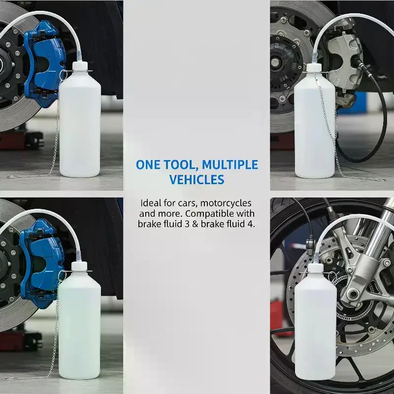 1L Transparent Manual Brake Fluid Extractor Hand Pump Collection Bottle for Auto Outdoor Car Emergency Repair