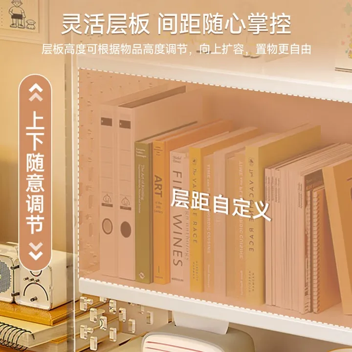 Desktop shelf Acrylic bookshelf Hole board Dormitory office Multi-layer storage rack Warm white 3-layer 60