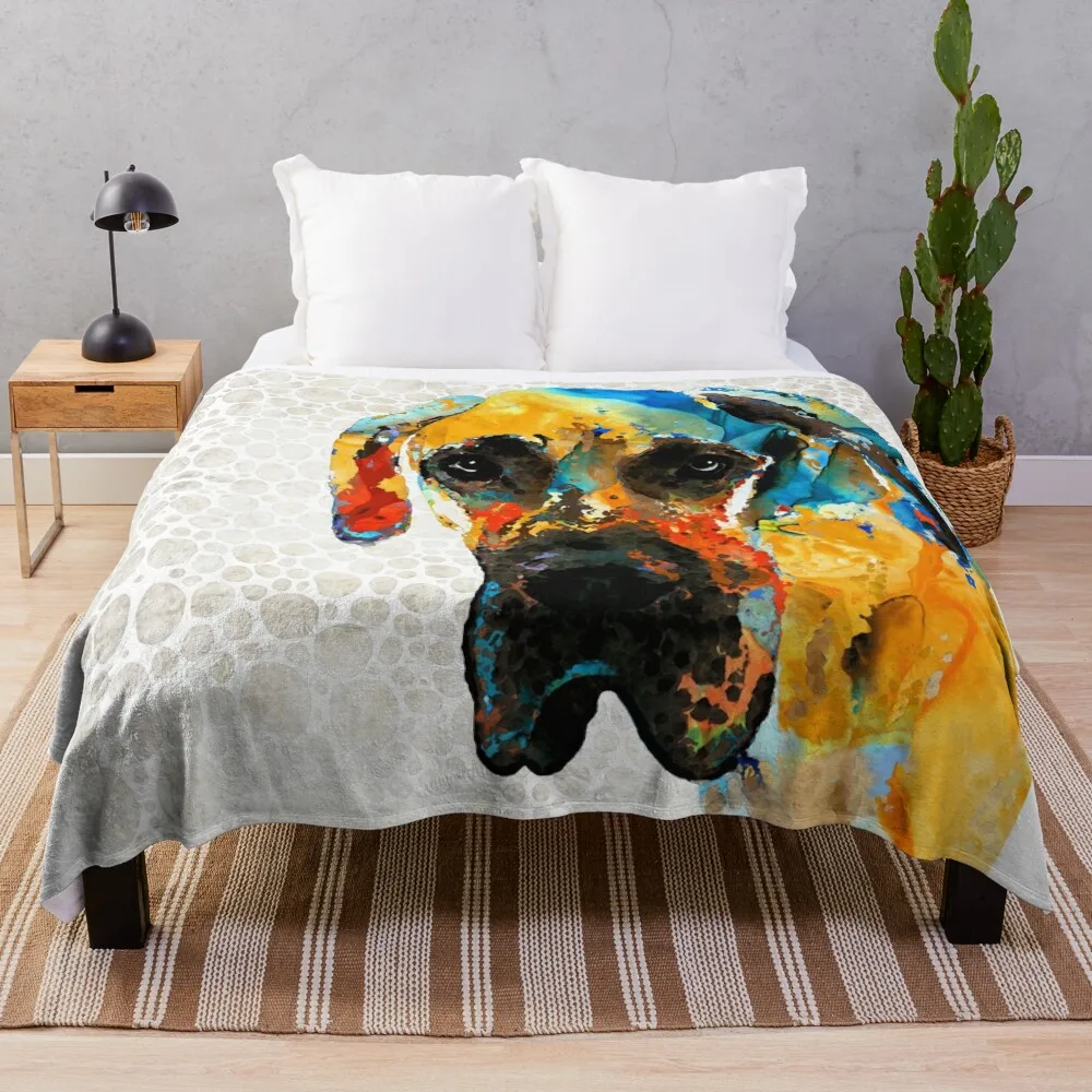 Colorful Great Dane Dog Art - Those Eyes - Sharon Cummings Throw Blanket Sleeping Bag Camping Blankets