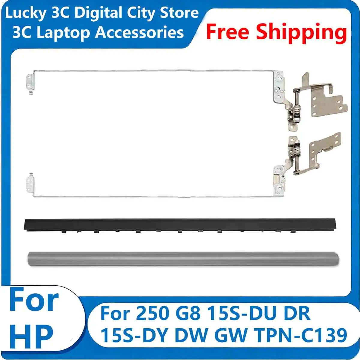 New For HP 250 G8 15S-DU DR 15S-DY DW GW TPN-C139 Laptop Cover Front Bezel Case Hinges Cover Original Notebook Accessories Black