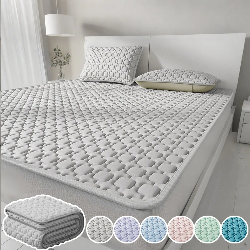 

Ice Cooling Bed Sheet Set with Latex Quilted Pillowcases Breathable Summer Bedding Heat Resistant for Single Double Queen Size