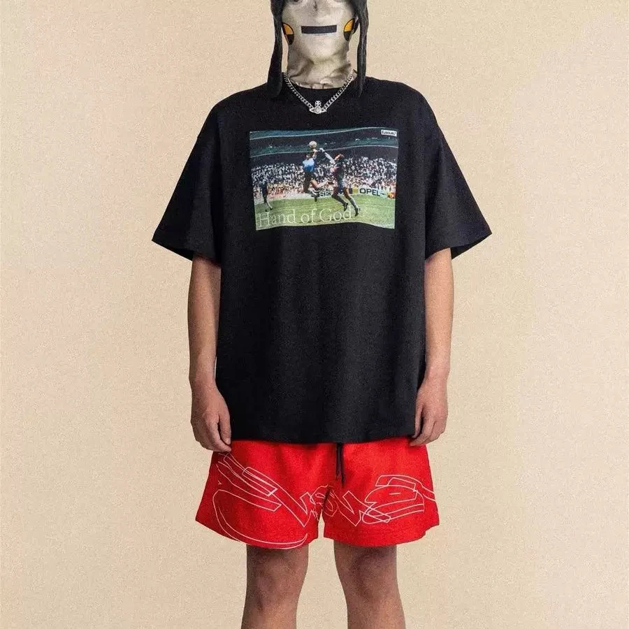 

Футболка оверсайз из хлопка 260 г/м², свободного кроя, с дизайном в стиле American Sle Madonna, повседневная летняя модель