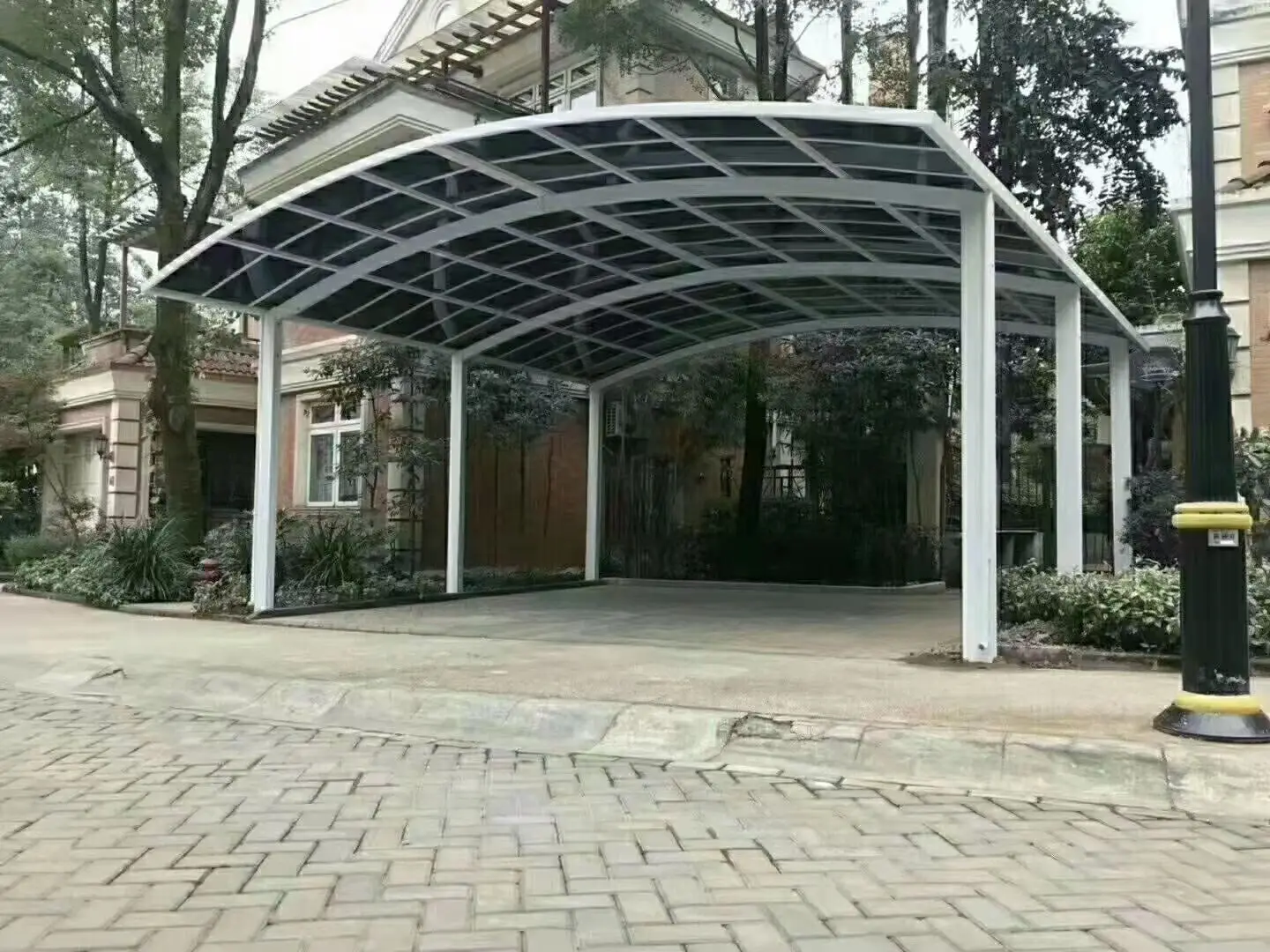 OneAlu ClearRoof Carport: Arched PC Panel Vehicle Shelter with Custom Size Support