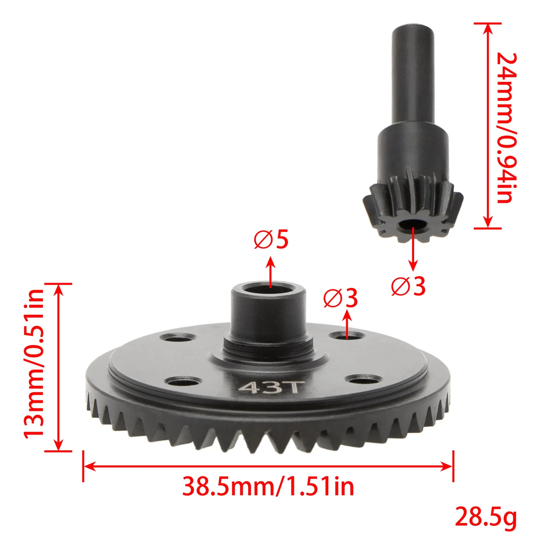 Stalowa przekładnia główna mechanizmu różnicowego 43T i przekładnia wejściowa 10T dla Arrma 6S 1/7 Infraction Limitless Mojave 1/8 Kraton Notorious