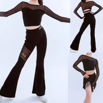 拉丁舞套裝 女童長袖上衣褲子流蘇裙練習服 兒童倫巴桑巴舞蹈表演服 10 最佳銷售 拉丁舞比賽服裝 - №6