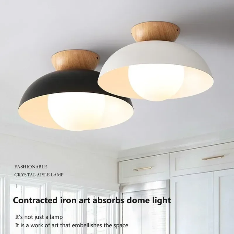 Luz de techo de madera para pasillo, iluminación moderna para balcón, entrada, escalera, sala de estar, guardarropa, decoración nórdica para el hogar, accesorios de iluminación E27