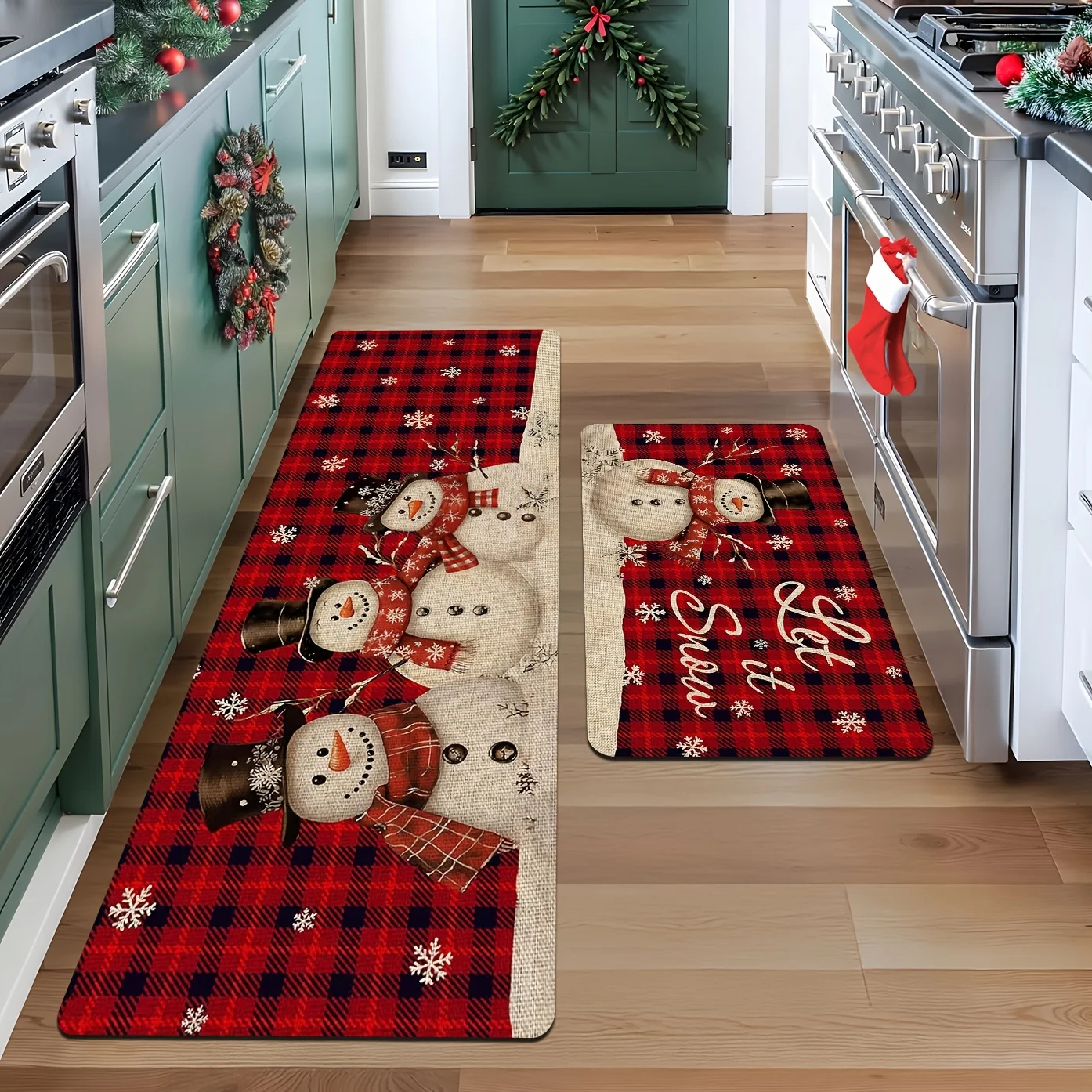 runner rug Gingerbread Nutcracker Christmas Train kitchen mat set entryway mat hallway rug indoor lounge Merry Christmas decor