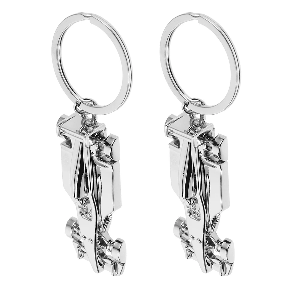 2 ชิ้นรถแข่งพวงกุญแจโลหะผสมสังกะสีที่ทนทานการออกแบบที่หรูหราอเนกประสงค์ใช้ขนาดกะทัดรัดน้ําหนักเบาไอเดียของขวัญผู้ถือกุญแจรถ