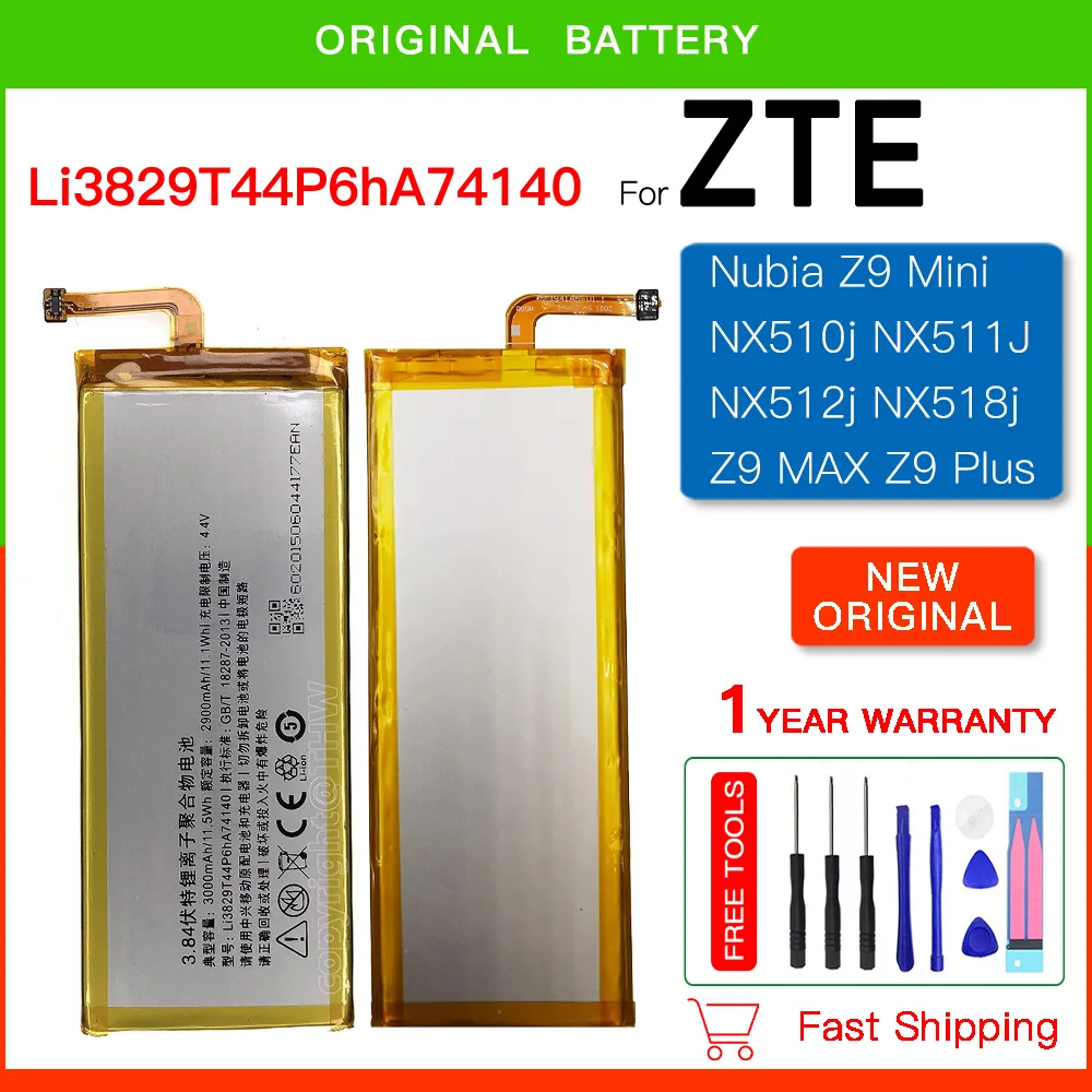 Original Replacement 3000mAh Li3829T44P6hA74140 For ZTE Nubia Z9 Mini NX510j NX511J NX512j NX518j Z9 MAX Z9 Plus Battery