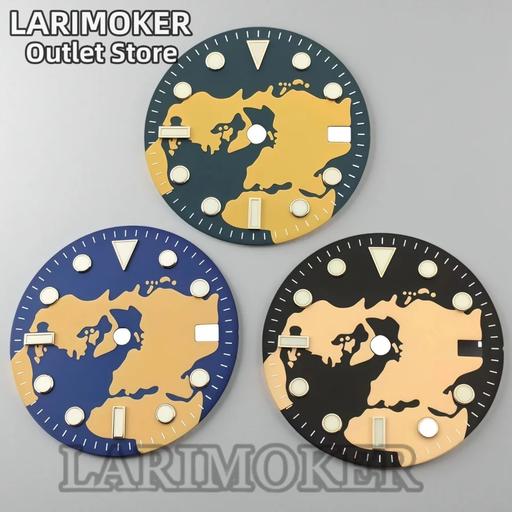 LARIMOKER 29mm High Quality Blue and Black Dial Green Luminous Suitable For NH35 Movement Watch Accessories Replacement Dial