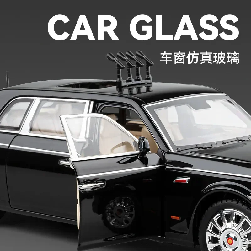 1:24 HONGQI L5 Military Parade Car ﻿Diecast Metal Alloy Model car Sound Light Pull Back Collection Kids Toy Gifts C384