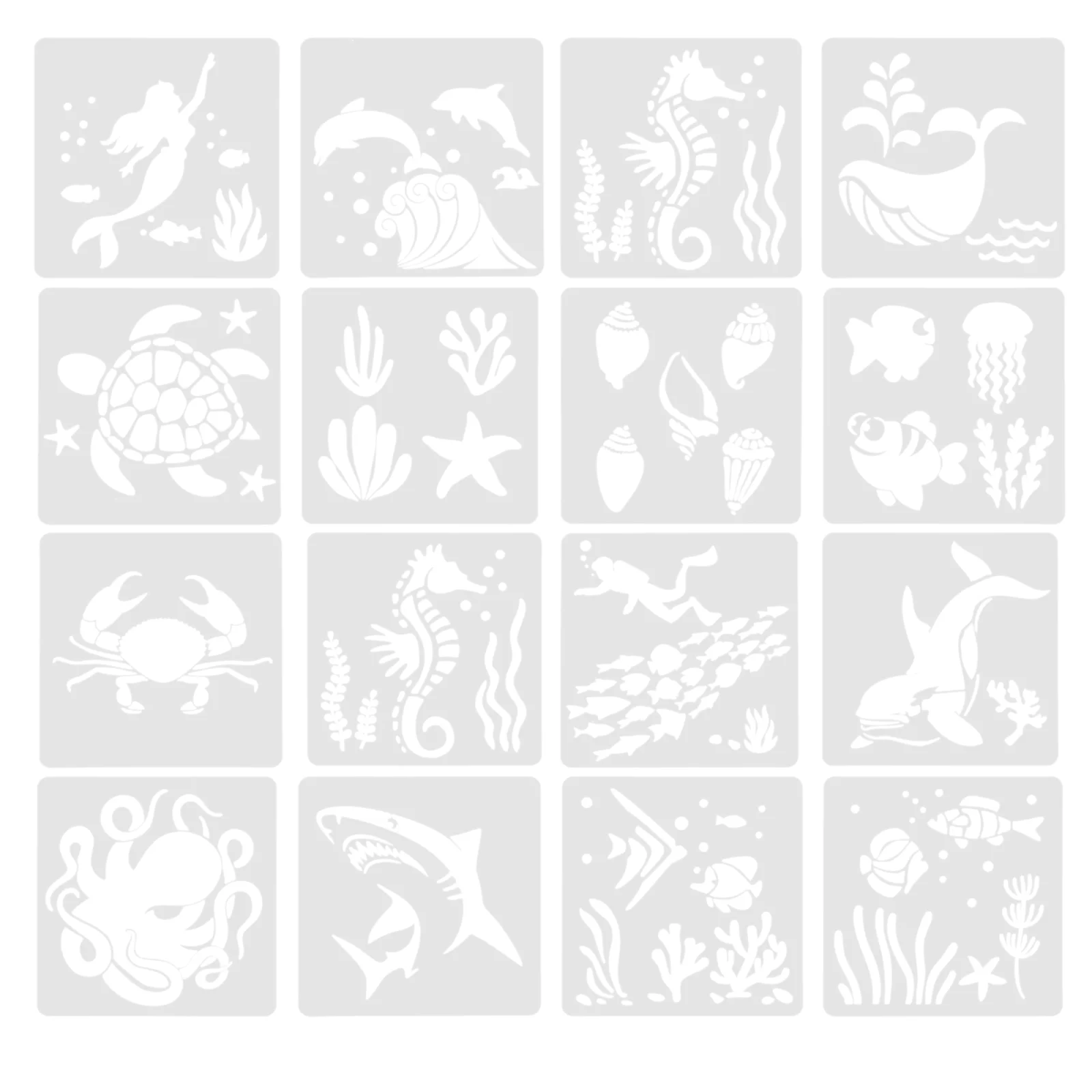 Ocean Theme Painting Template DIY Stencil Hollow Out Themed Child Sea Animal Drawing Paper Wall Decor