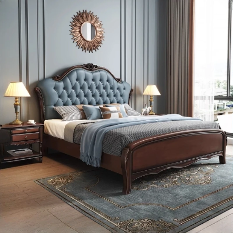 Luxury Headboard European Bed Pretty Unique Living Room Frame Double Bed Wooden Modern Letto Matrimoniale Bedroom Furniture