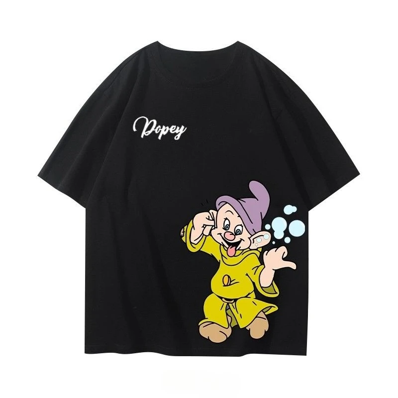 

Хлопковая футболка с короткими рукавами и принтом Seven Dwarfs для женщин, повседневная дышащая удобная универсальная футболка с коротким рукавом