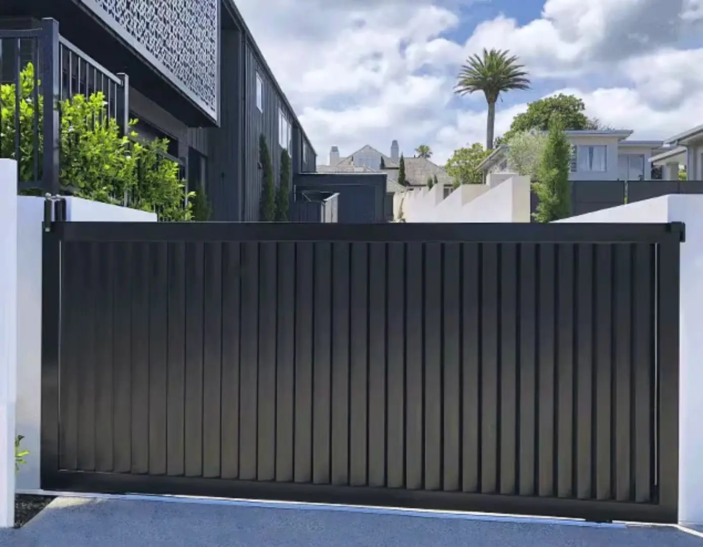 Luxury Exterior Aluminum Alloy Gates Sliding Swing Gate for Home Garden-Modern Design Powder Coated 3D Modeling Customizable