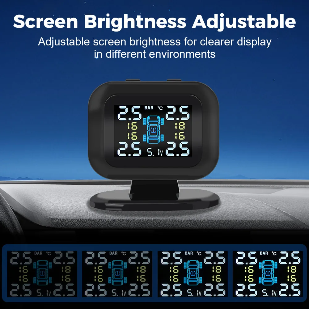 Wireless USB TPMS LCD Display With 4 Pcs External Sensor Mini Car Tire Pressure Monitoring System Auto Security Alarm Systems - Image 5