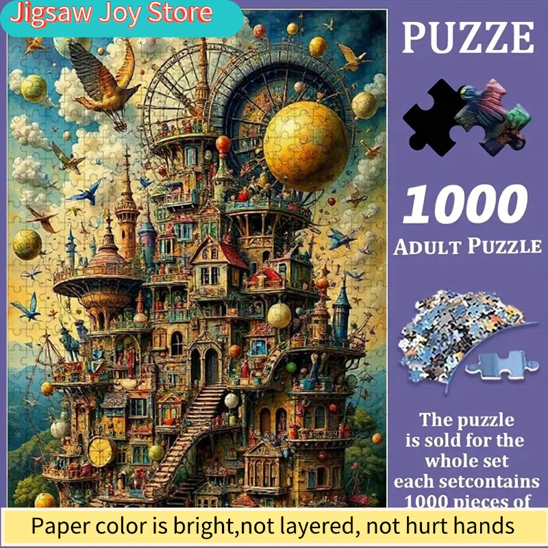 Colorful Whimsical Castle Jigsaw Puzzle Family Interaction & Fun Gift, Vibrant Abstract Design, Fantasy Architecture Pattern