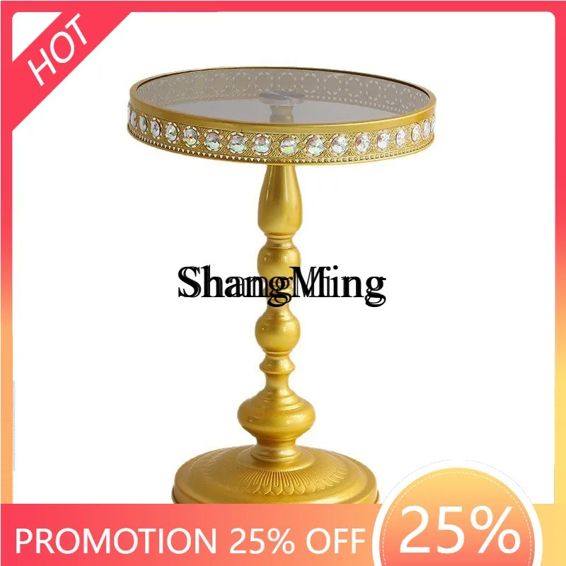 

ZYY exquisite new modern corner table simple wrought iron bedside table coffee balcony small roundsofa tempered glass home