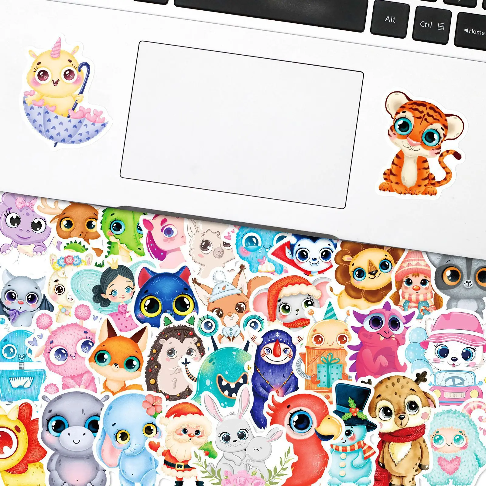 50 PCS Cute Cartoon Big Eyes Cute Stickers Small Animals Puzzle Stickers