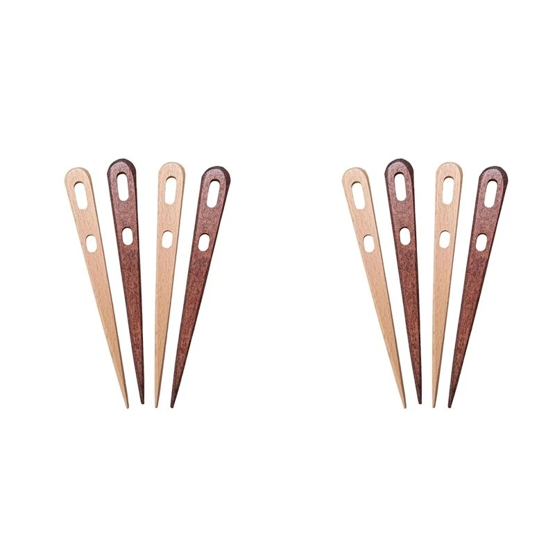 ABLJ 8Pcs Large Eye Sewing Needle DIY Wooden Weaving Loomtools Tapestry Darning Two Big Eye Yarn Knitting Needlescraft