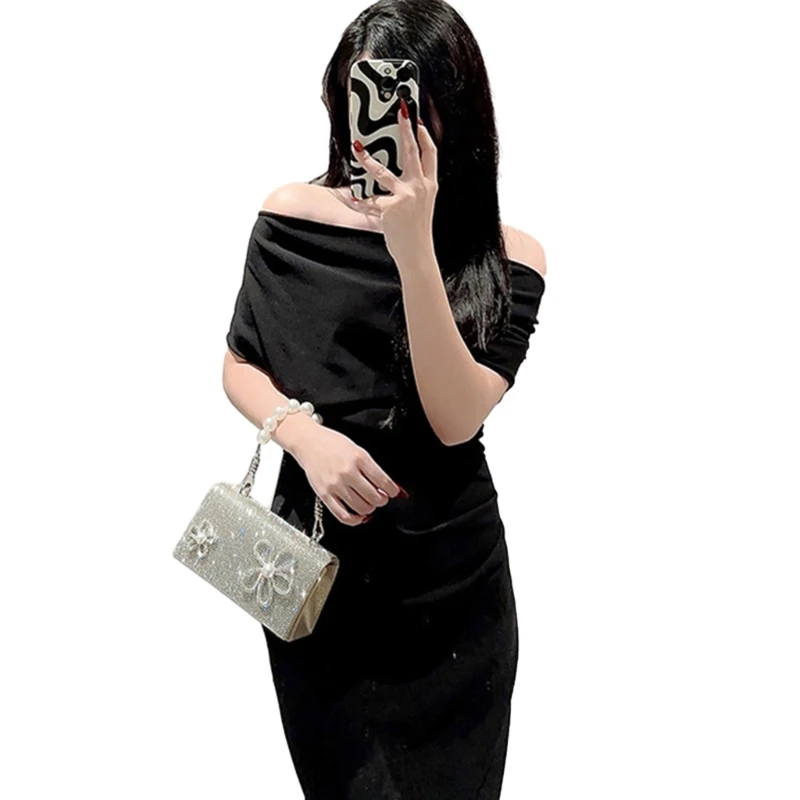 

Pearl Handle Clutch for Wedding Party Women Girl Evening Bag with Chain Banquet Purse Female Cocktail Handbag