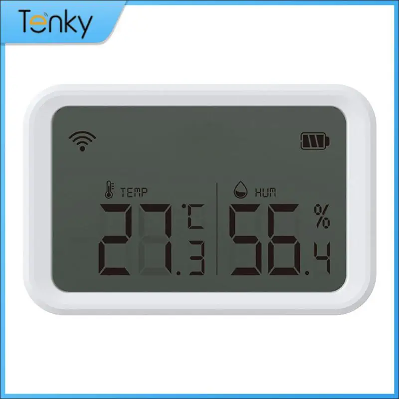 

Temperature And Humidity Sensor 60.5ua Battery Powered Lcd Screen Remote Control Tuya With Lcd Screen Works Thermometer 2.4ghz