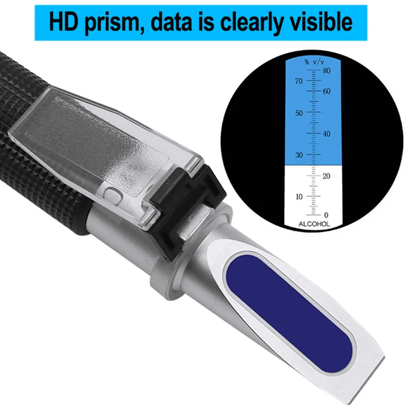 ATC 0-80%  Alcohol Refractometer Portable Alcohol Tester Adjustable Manual Focus Aluminum