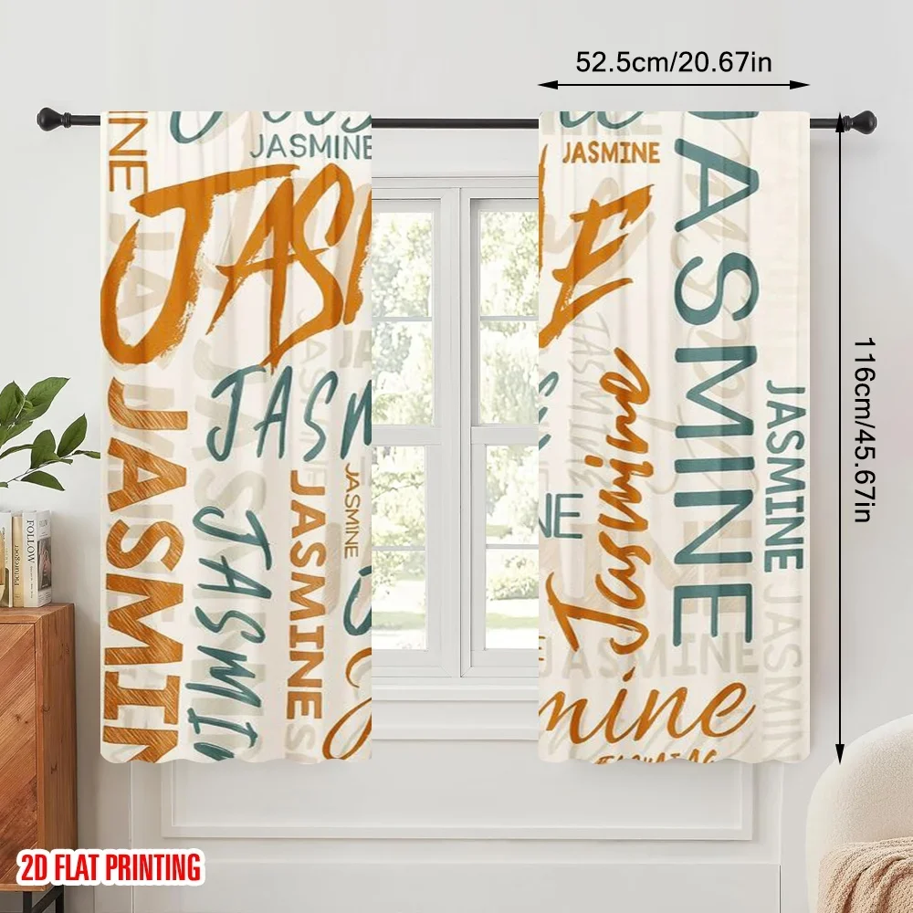 2pcs,2D plane printing Pattern Curtains Jasmine Collage Polyester Woven (without rod) Decorations Inside Ldeal for Home & Office