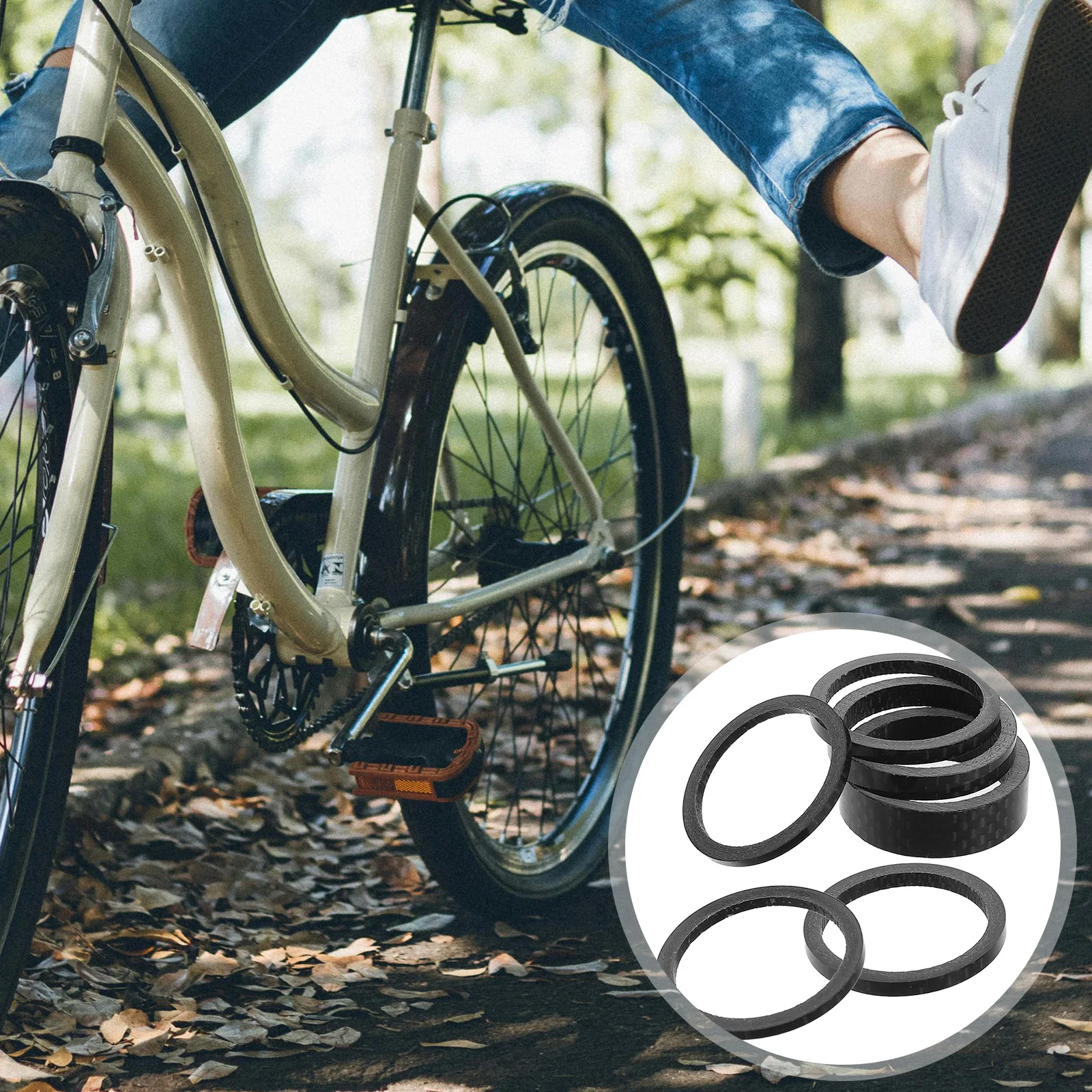 

6Pcs Carbon Fiber Headset Spacer Versatile Lightweight Road Bike Stem Gasket Headset Spacers Stem Bike Accessory