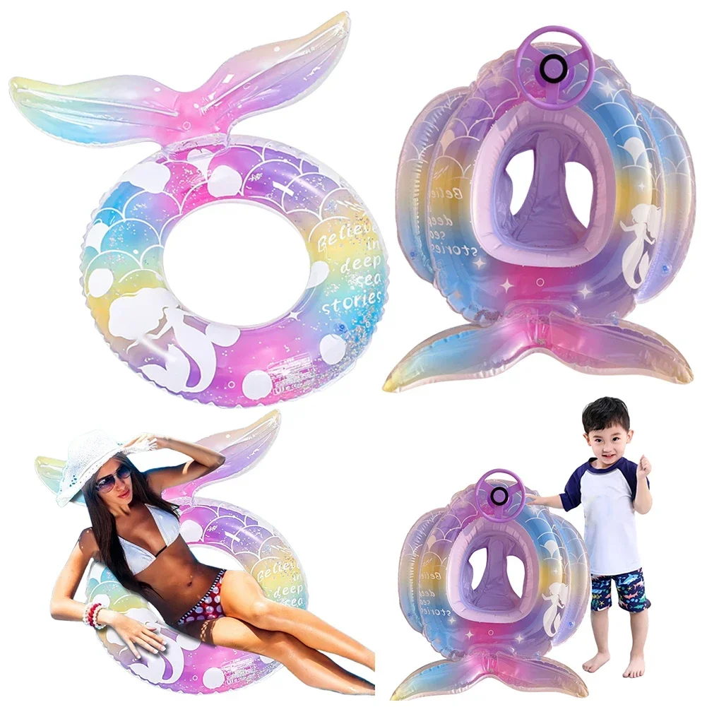 

Summer Mermaid Tail Inflatable Pool Float Colorful Swimming Circle Swim Tubes Rings Beach Swimming Party Toys for Kids