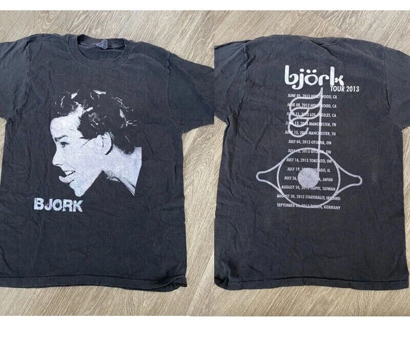 Bjork World Tour Concert T shirt 2013 2 Side Black Unisex Tshirt S-4XL 2026 Summer New Women's Vintage