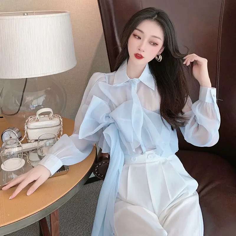 French Gentleness Women's Suit Spring and Summer 2023 New Sweet Design Temperament Shirt Pants Two-piece Suit