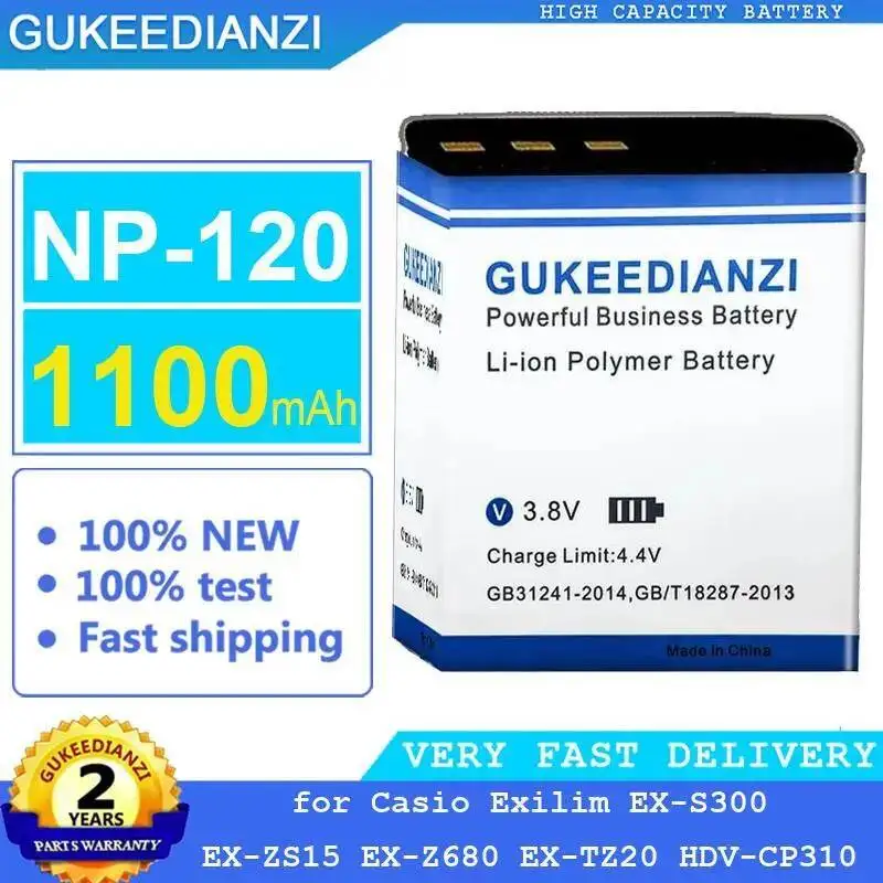

For Casio Exilim EX-S300 EX-ZS15 EX-Z680 EX-TZ20 Hdv-CP310 1100Mah NP-120 Camera Battery High Capacity Long-Lasting Performance