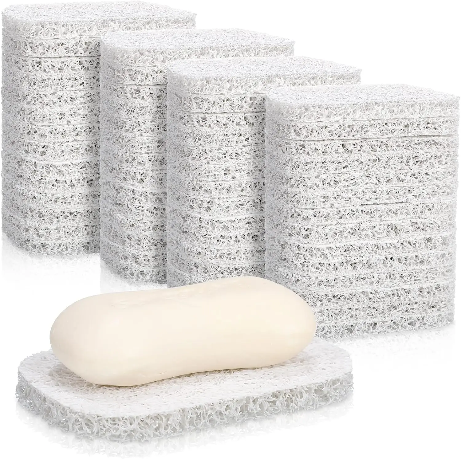 

100 Pcs White Soap Saver Pads Non Slip Holder Pad Self Draining Holder Cleaning Dishes for Bathroom
