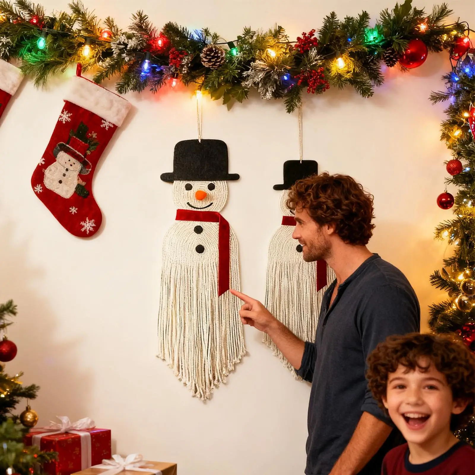 

Macrame Wall Art Christmas Chic Decorations 2 Pieces Boho Tapestry For Home Living Room Bedroom Apartment Dorm Nursery Entryway