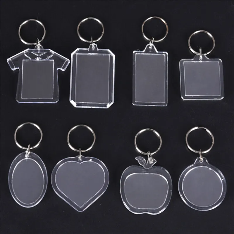 5 Pcs Transparent Blank Insert Photo Picture Frame Keyring Fashion Key Chain DIY Ideal Gifts