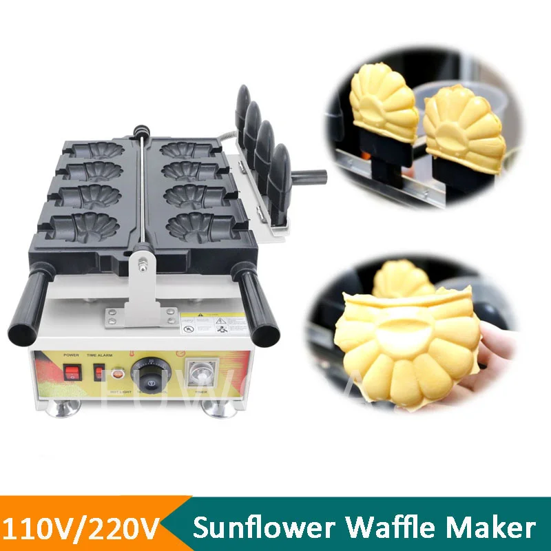 4 PCS Sunflower Pancake Maker Non Stick Flower Cookie Machine Waffle Baking Teriyaki Open Mouth Flower Shaped Ice Cream Machine