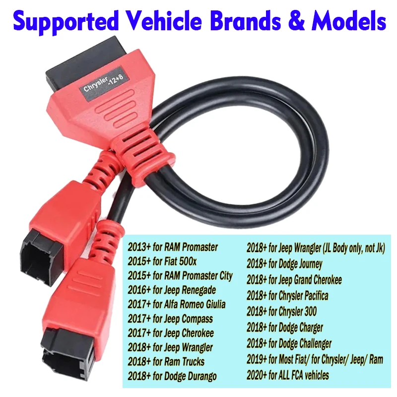 لكرايسلر FCA 12 + 8pin بوابة تجاوز Obd2 Dagnostic كابل محول ل جيب/دودج/فيات ل Autel MaxiSys/IM608/إطلاق X431V #2