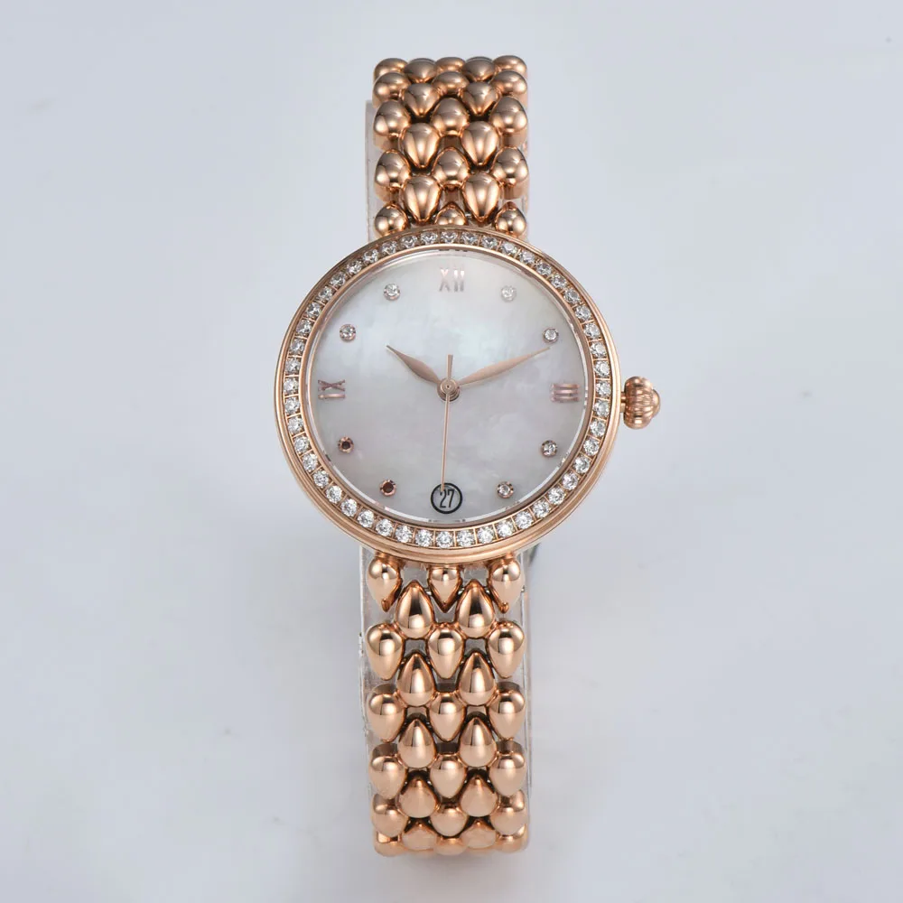 Relojes de pulsera para mujer de moda de 32,3 mm con esfera romana de diamante artificial Miyota 8215/82S0 movimiento automático puede personalizar el logotipo