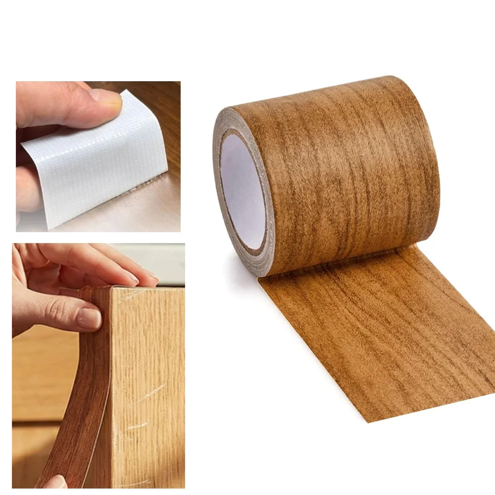 1Roll Self Adhesive Wood Grain Repair Tape Waterproof Peel and Stick Furniture Repair Tape for Table Furniture Renovation