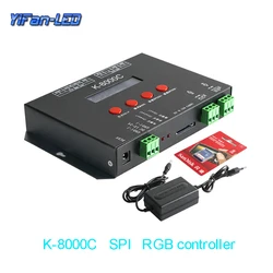 K-8000C programmable DMX/SPI SD card LED pixel controller;off-line;DC5-24V for RGB full color led pixel light strip