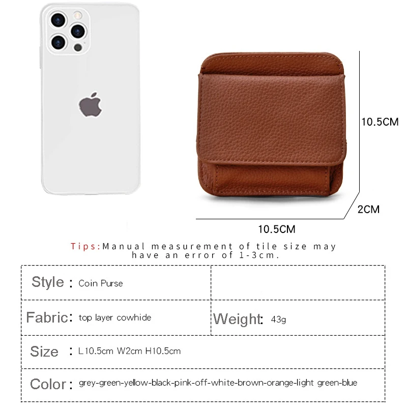 New Mini Coin Purses Genuine Leather Women Square Coin Pocket Cowskin High Quality Hasp Money Bag Wallet Ultra-thin Card Package