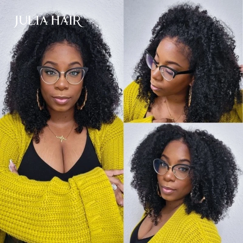 

Julia Hair Healthy 4C Natural Texture Edges Kinky Curly 13x4 Lace Front Wigs High Volume Glueless With Pre-Plucked Hairline