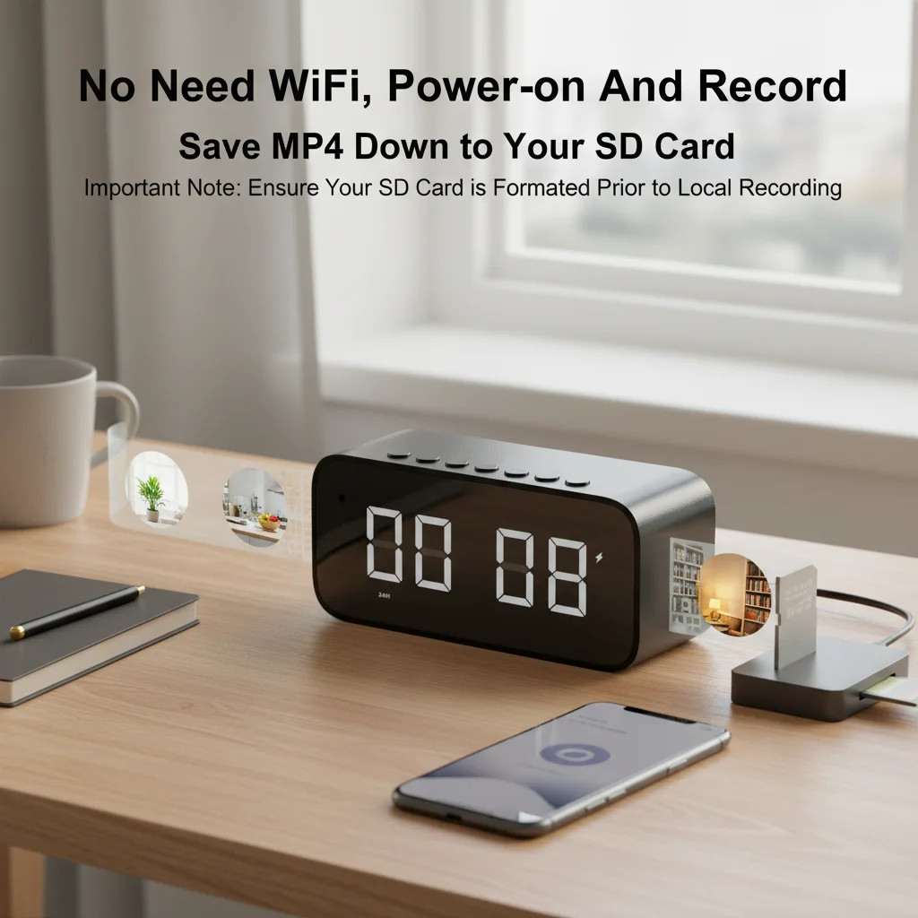 

Цифровые часы-камера с картой памяти 16 ГБ: многофункциональное устройство 4-в-1 (беспроводная колонка)